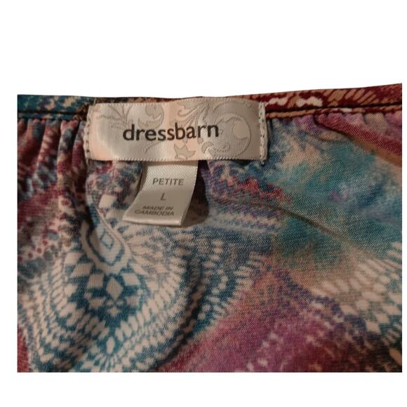 Y2K Stretchy Colorful Blouse Top Flutter Sleeves Blousy Relaxed Petite LG Office - Picture 8 of 11